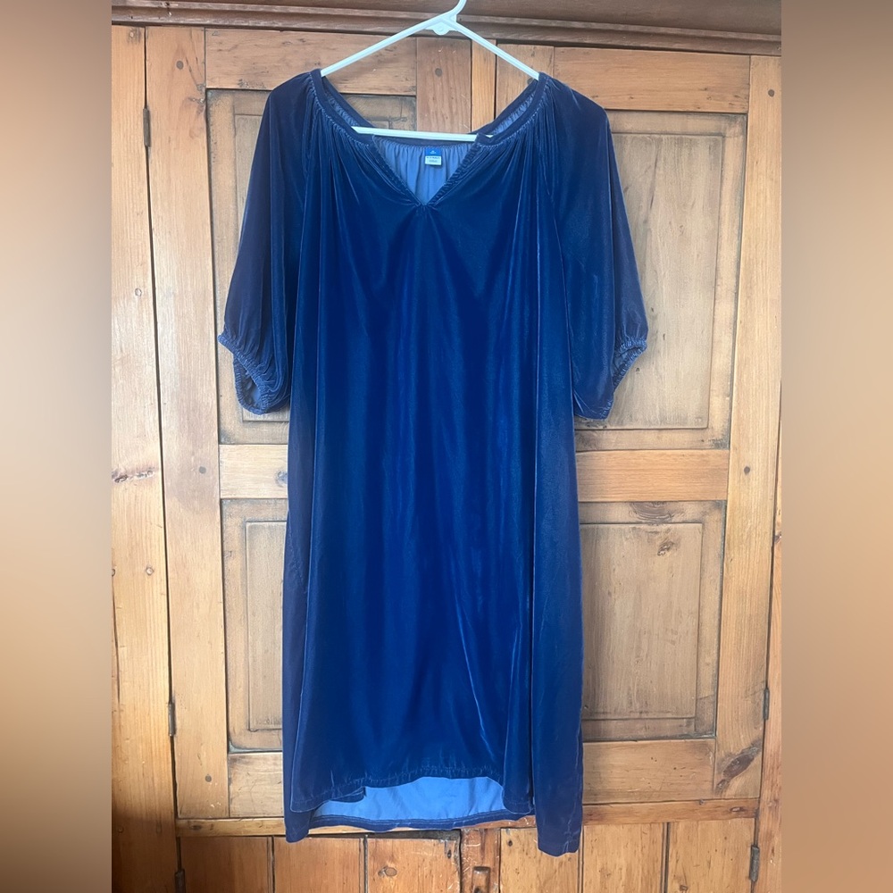 Old Navy Blue Velvet Dress Medium Tall